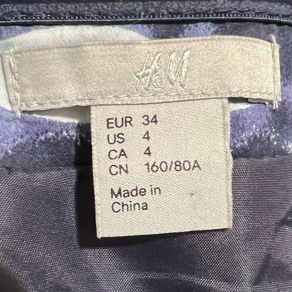 H&M Blue & White Strapless Fit & Flare Mini Dress, Size 4 -#271 - Picture 6 of 13